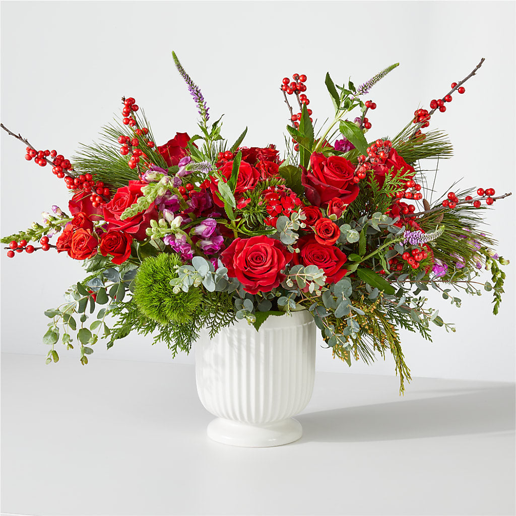 Big Red Bow Bouquet – The Eclectic Florist, Northwood NH