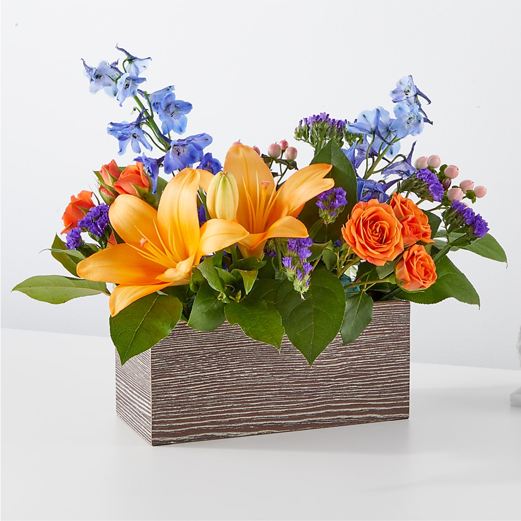 Radiant Citrus Box Bouquet – The Eclectic Florist, Northwood NH