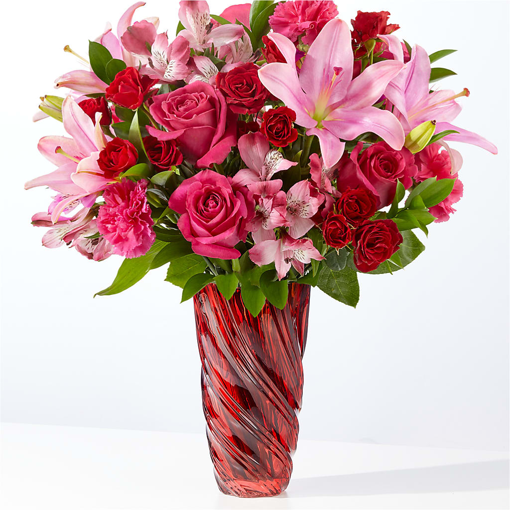 In Love Bouquet with Luxe Swirl Vase – The Eclectic Florist, Northwood NH