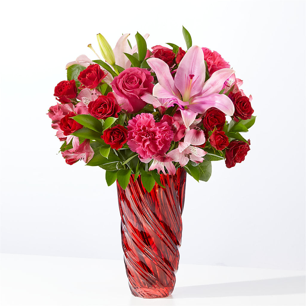 In Love Bouquet with Luxe Swirl Vase – The Eclectic Florist, Northwood NH