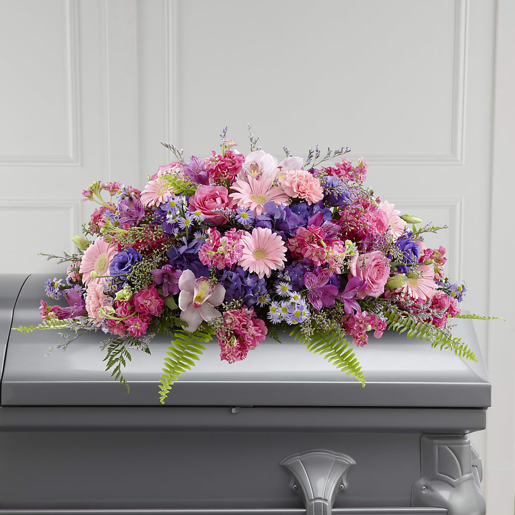 Glorious Garden Casket Spray – The Eclectic Florist, Northwood NH