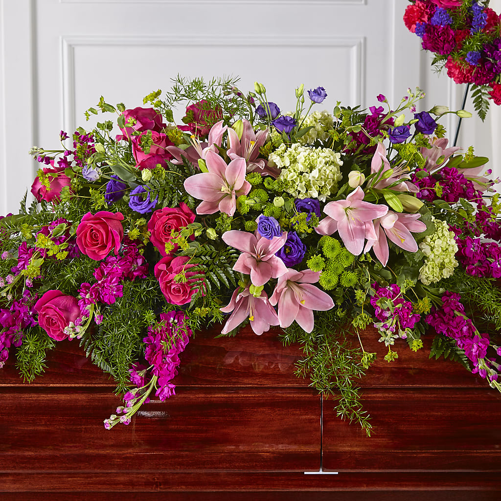 Radiant Tribute Casket Spray – The Eclectic Florist, Northwood NH