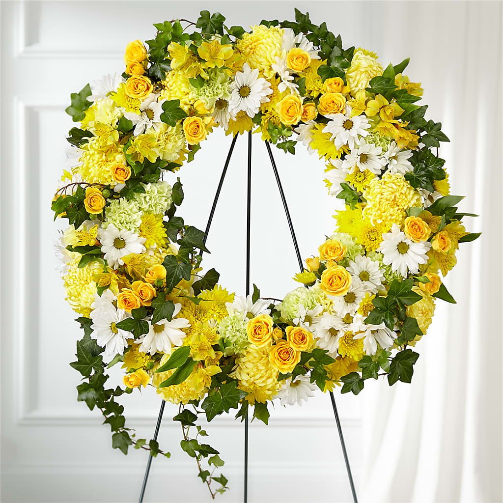 Golden Remembrance Wreath – The Eclectic Florist, Northwood NH