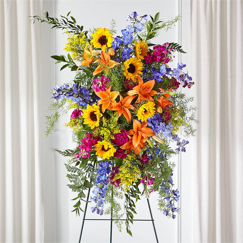 Sunlit Memories Standing Spray (Standard) – The Eclectic Florist, Northwood NH