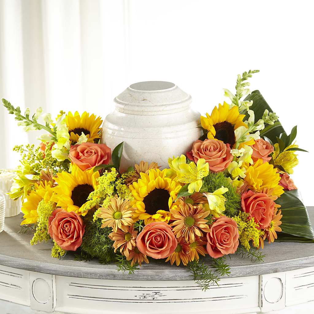 Faithful Sunflower Cremation Adornment – The Eclectic Florist, Northwood NH