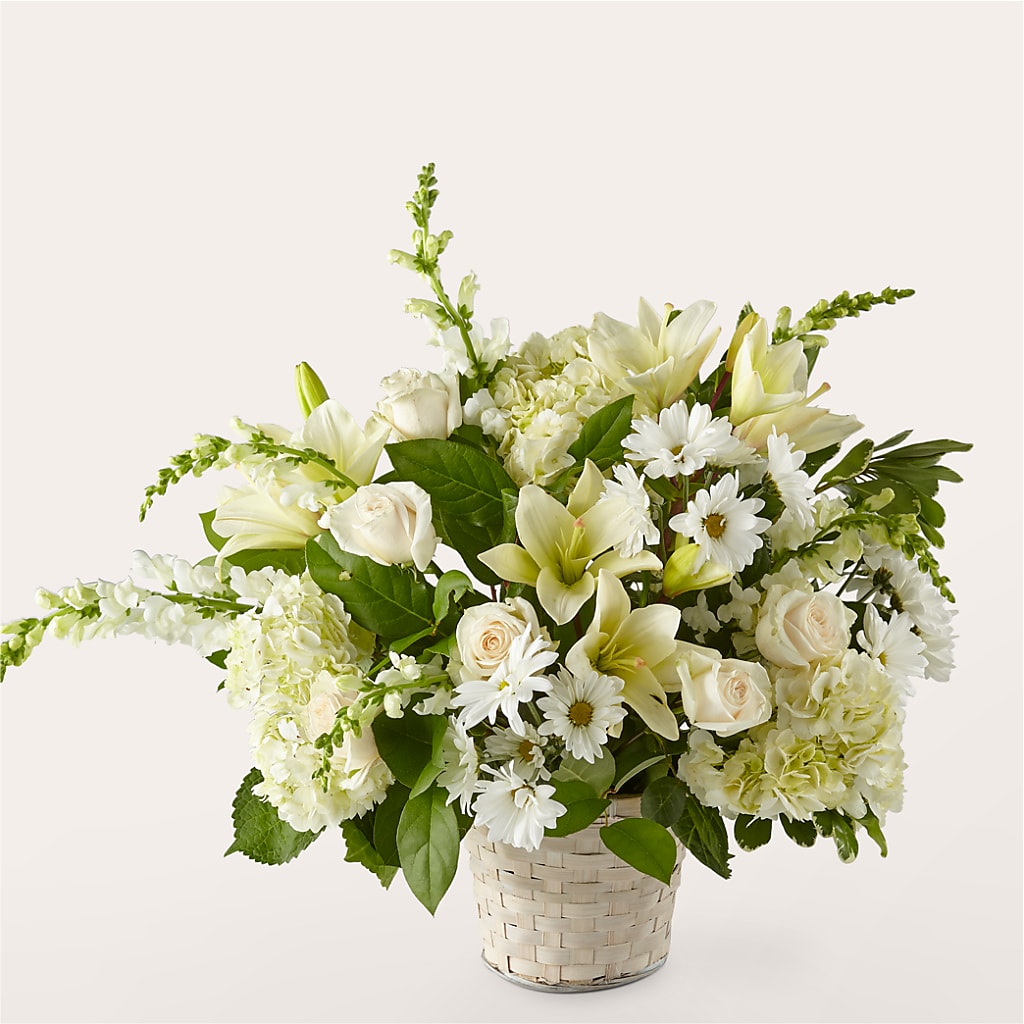Ivory Elegance Floral Basket – The Eclectic Florist, Northwood NH