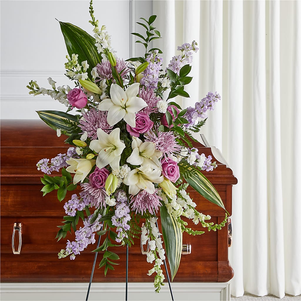 Grateful Hearts Standing Spray – The Eclectic Florist, Northwood NH