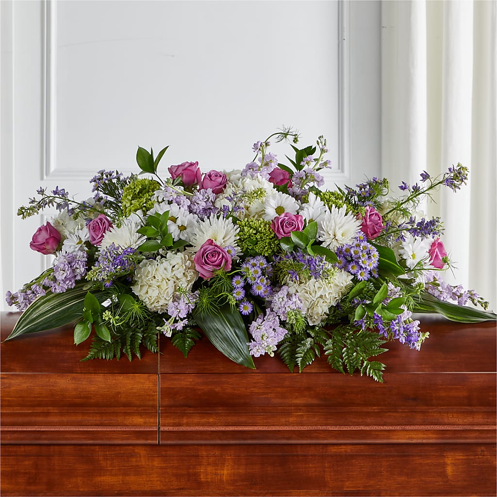Meadows of Serenity Casket Spray – The Eclectic Florist, Northwood NH