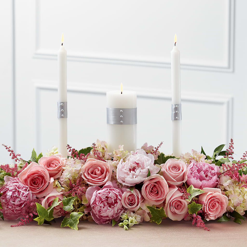 Worldwide Romance Unity Candle Arrangement – The Eclectic Florist, Northwood NH