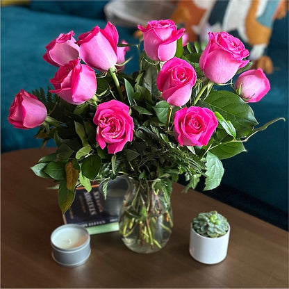 Long Stem Pink Rose Bouquet –  The Eclectic Florist, Northwood NH