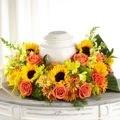 Faithful Sunflower Cremation Adornment –  The Eclectic Florist, Northwood NH