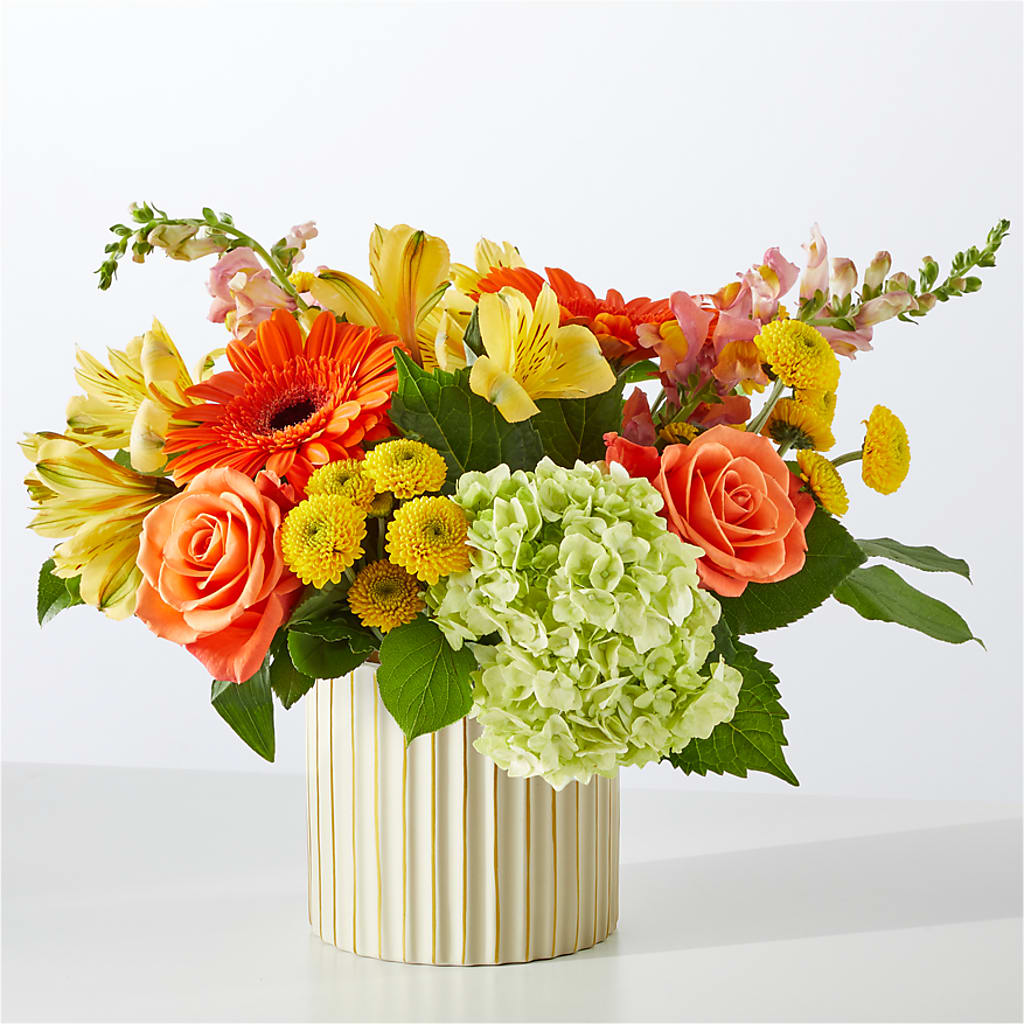 Autumn Sunshine Bouquet with Ivory Vase –  The Eclectic Florist, Northwood NH
