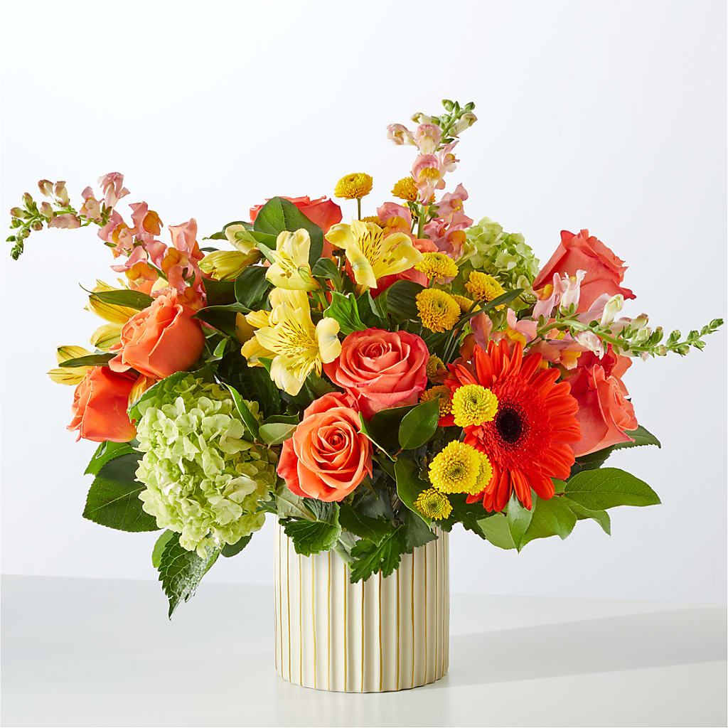 Autumn Sunshine Bouquet with Ivory Vase –  The Eclectic Florist, Northwood NH