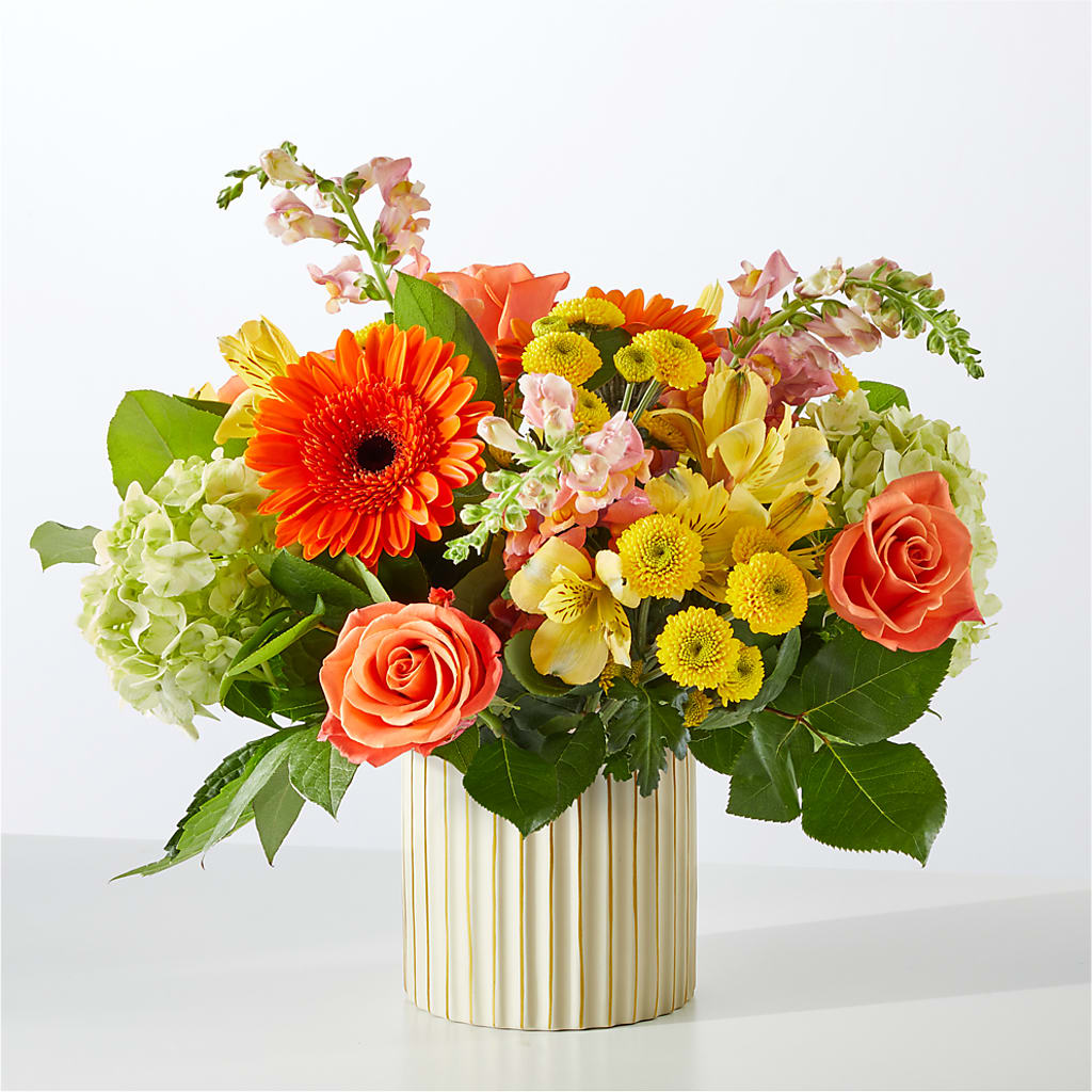 Autumn Sunshine Bouquet with Ivory Vase –  The Eclectic Florist, Northwood NH