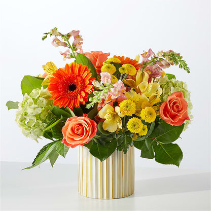 Autumn Sunshine Bouquet with Ivory Vase –  The Eclectic Florist, Northwood NH