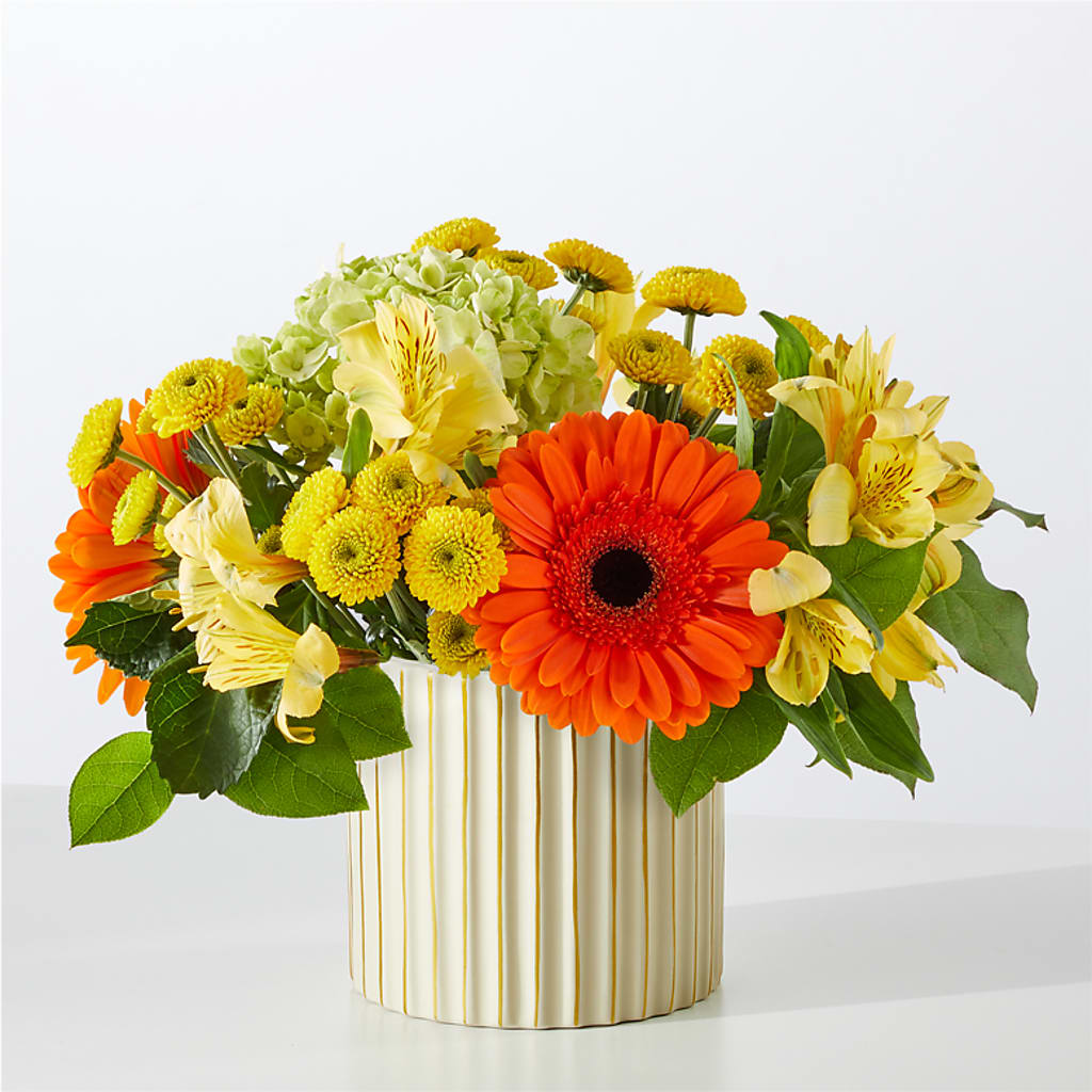 Autumn Sunshine Bouquet with Ivory Vase –  The Eclectic Florist, Northwood NH
