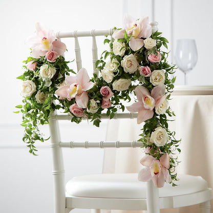 Orchid Rose Chair Décor –  The Eclectic Florist, Northwood NH